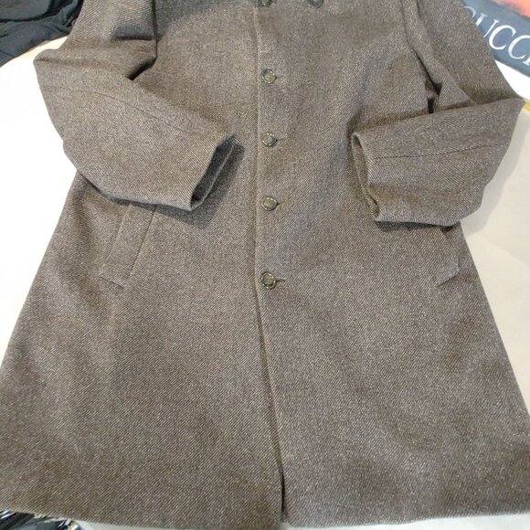 Lauren Ralph Lauren Brown Wool Blend Overcoat With Button Front Lined Interior - Picture 16 of 16